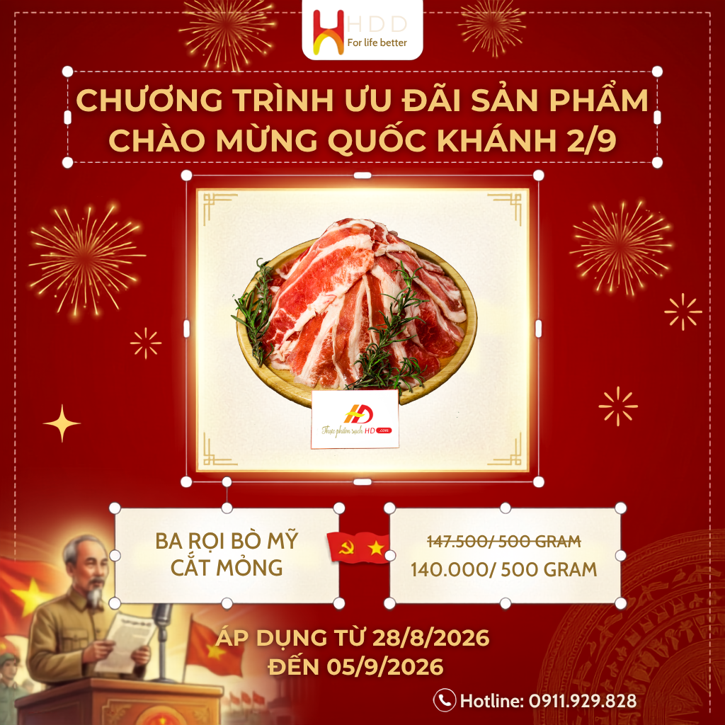 Ba rọi bò Mỹ cắt mỏng ưu đãi Quốc Khánh 2/9