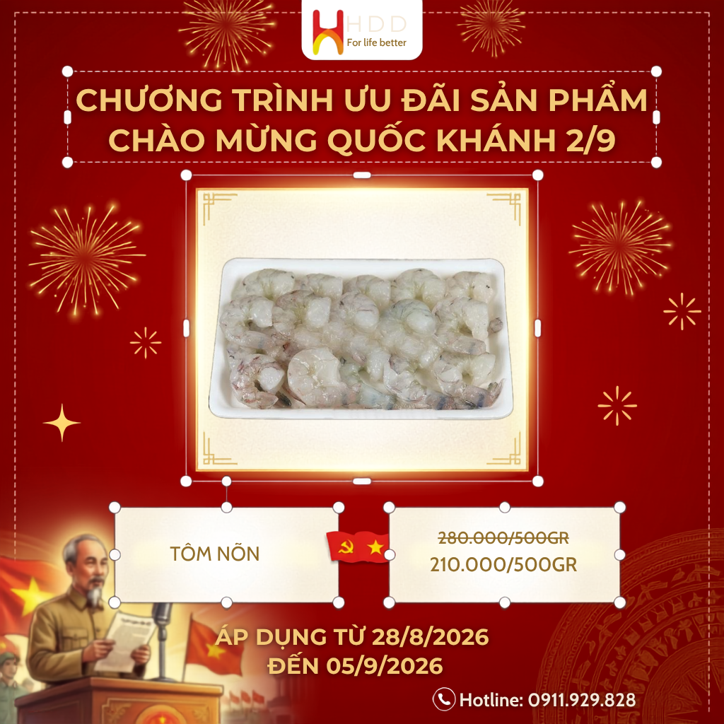 Tôm nõn tươi đóng khay ưu đãi Tết Độc Lập