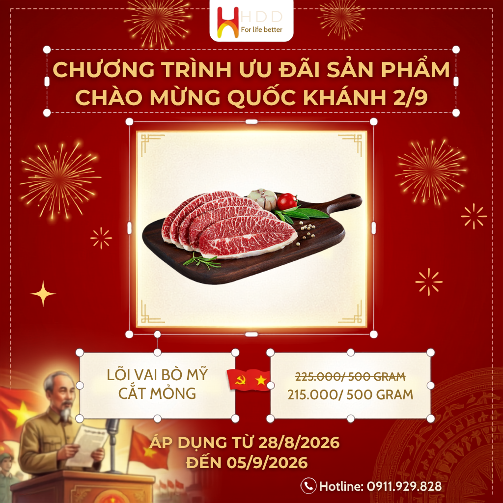 Lõi vai bò Mỹ cắt mỏng ưu đãi giá rẻ mừng Quốc Khánh