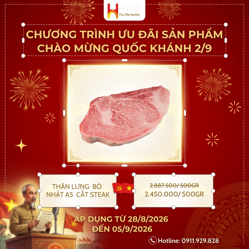 Thăn lưng bò Nhật A5 cắt Steak khuyến mãi lớn
