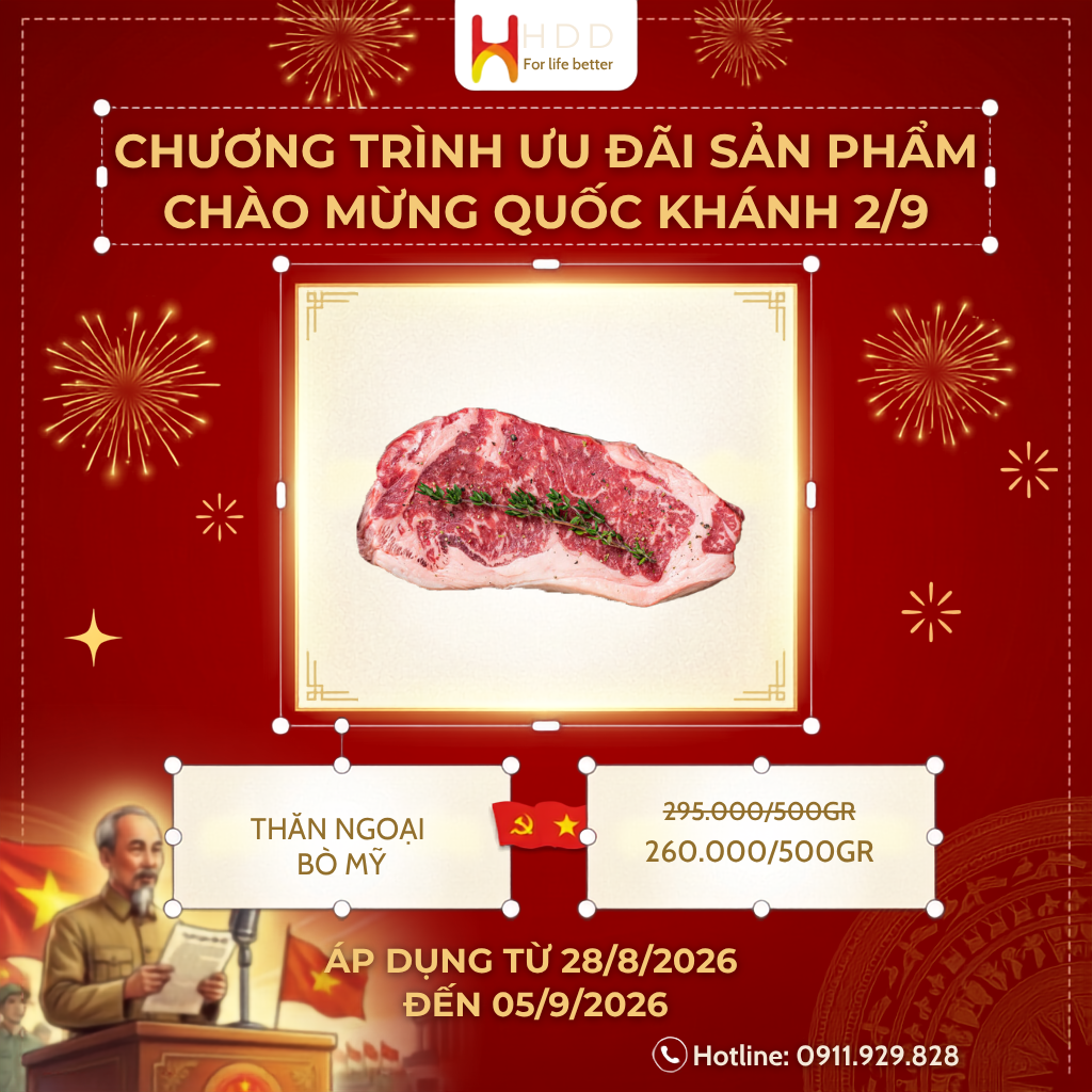 Thăn ngoại bò Mỹ ưu đãi chào mừng Quốc Khánh 2/9