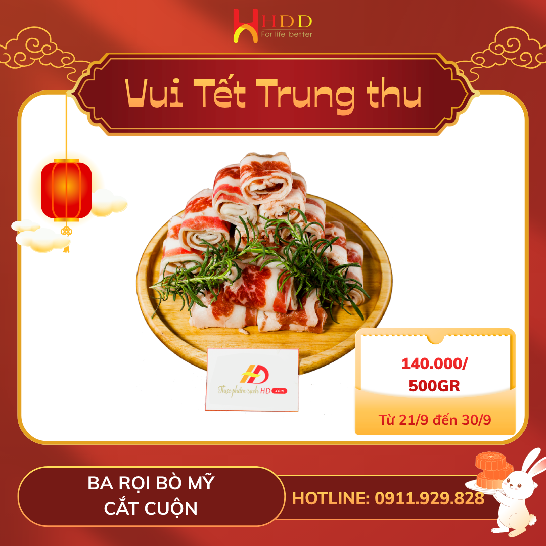 Ba rọi bò Mỹ cắt cuộn ưu đãi 140.000 đồng mỗi 500 gram