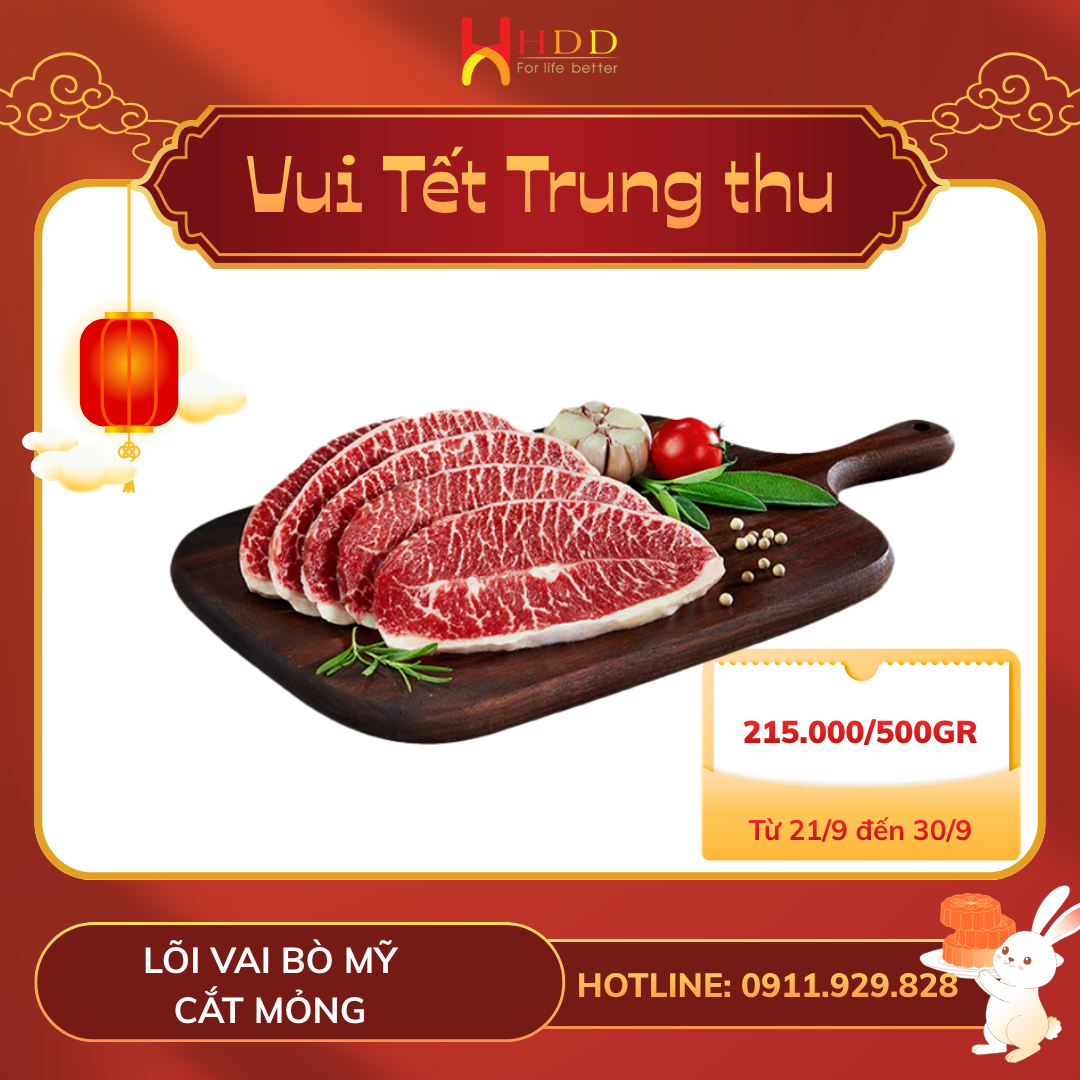 Lõi vai bò Mỹ cắt mỏng ưu đãi 215.000 đồng mỗi 500 gram