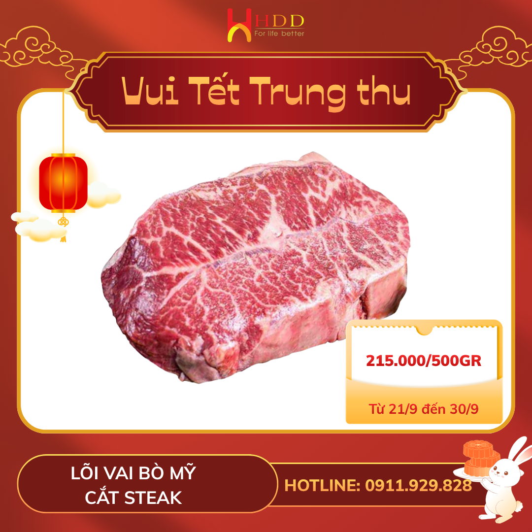 Lõi vai bò Mỹ cắt steak ưu đãi 215.000 đồng mỗi 500 gram