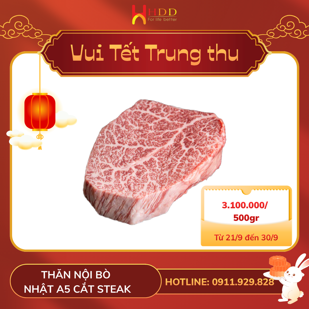Thăn nội bò Nhật A5 cắt steak ưu đãi 3.100.000 đồng mỗi 500 gram