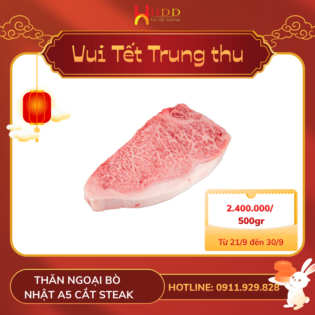Thăn ngoại bò Nhật A5 cắt steak ưu đãi 2.400.000 đồng mỗi 500 gram