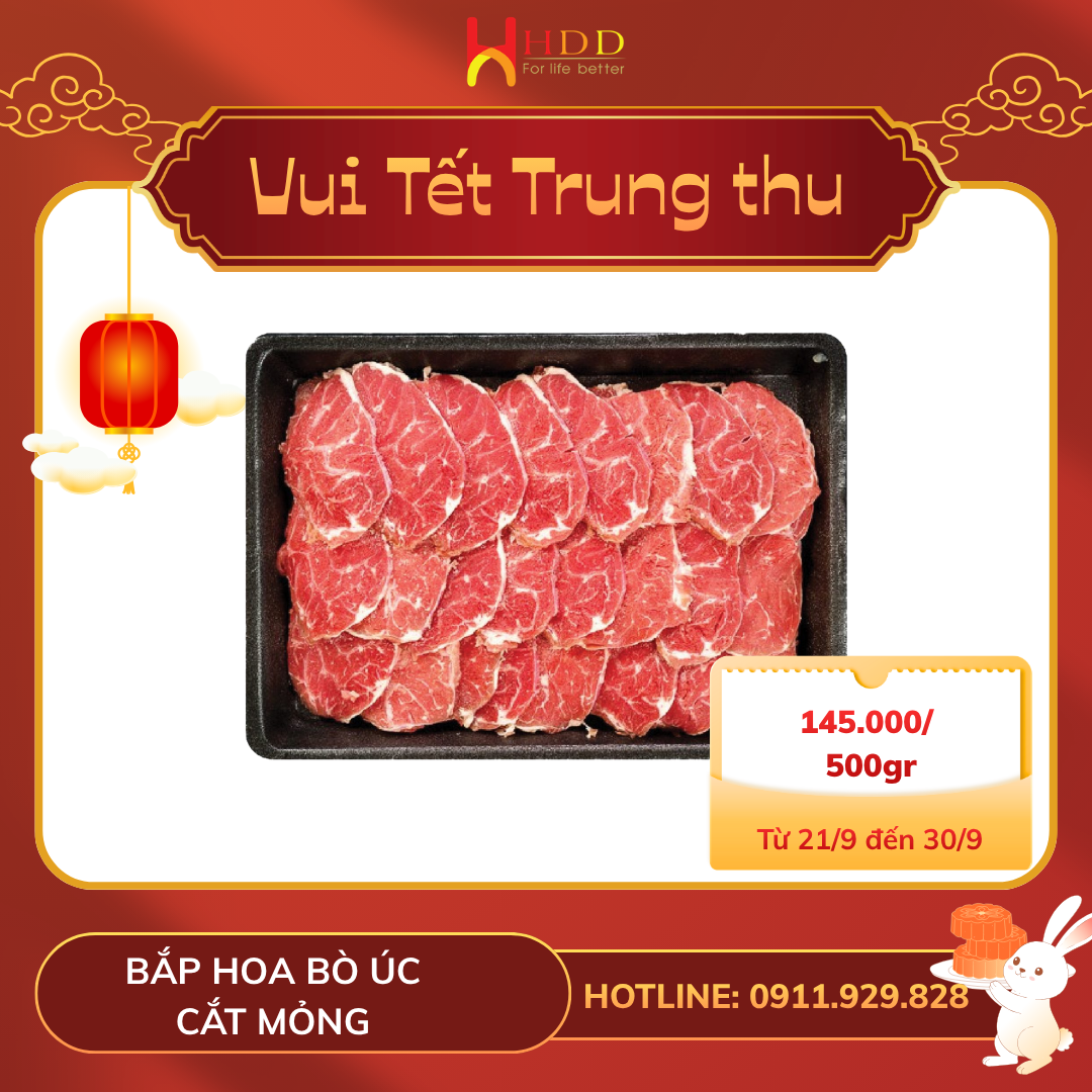 Bắp hoa bò Úc cắt mỏng ưu đãi 145.000 đồng mỗi 500 gram