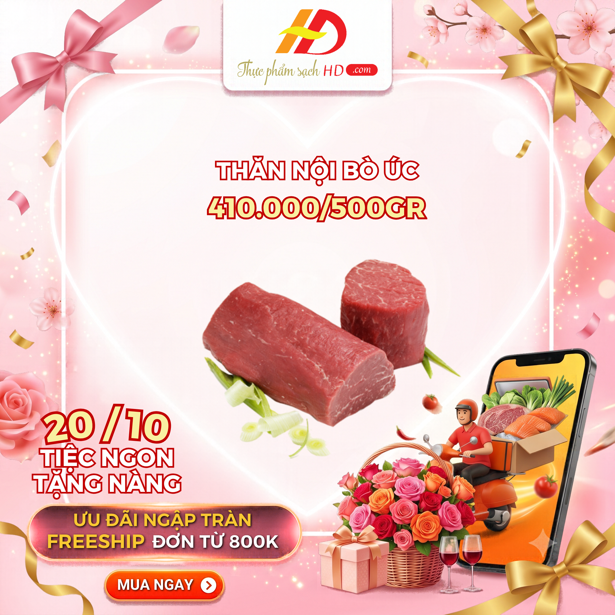 Thăn nội bò Úc làm Steak