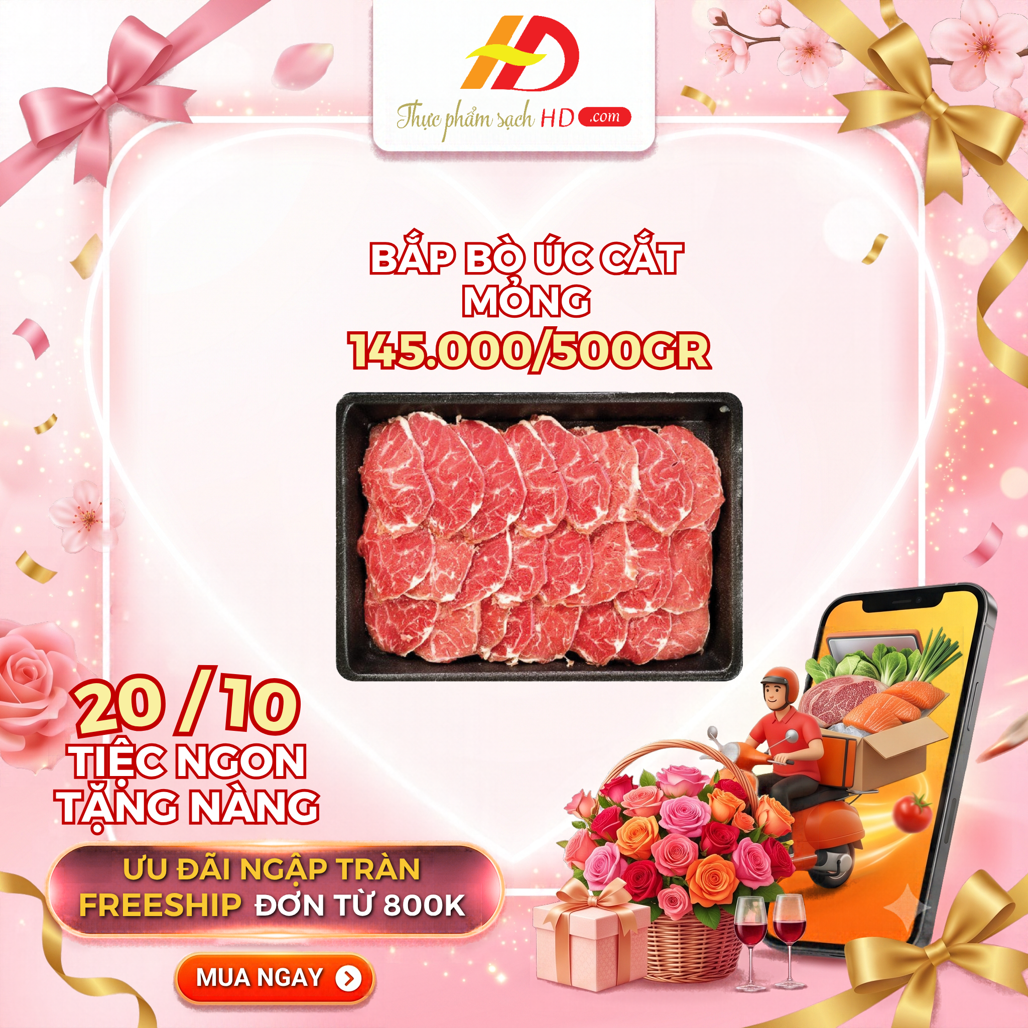 Bắp bò Úc cắt mỏng nhúng lẩu