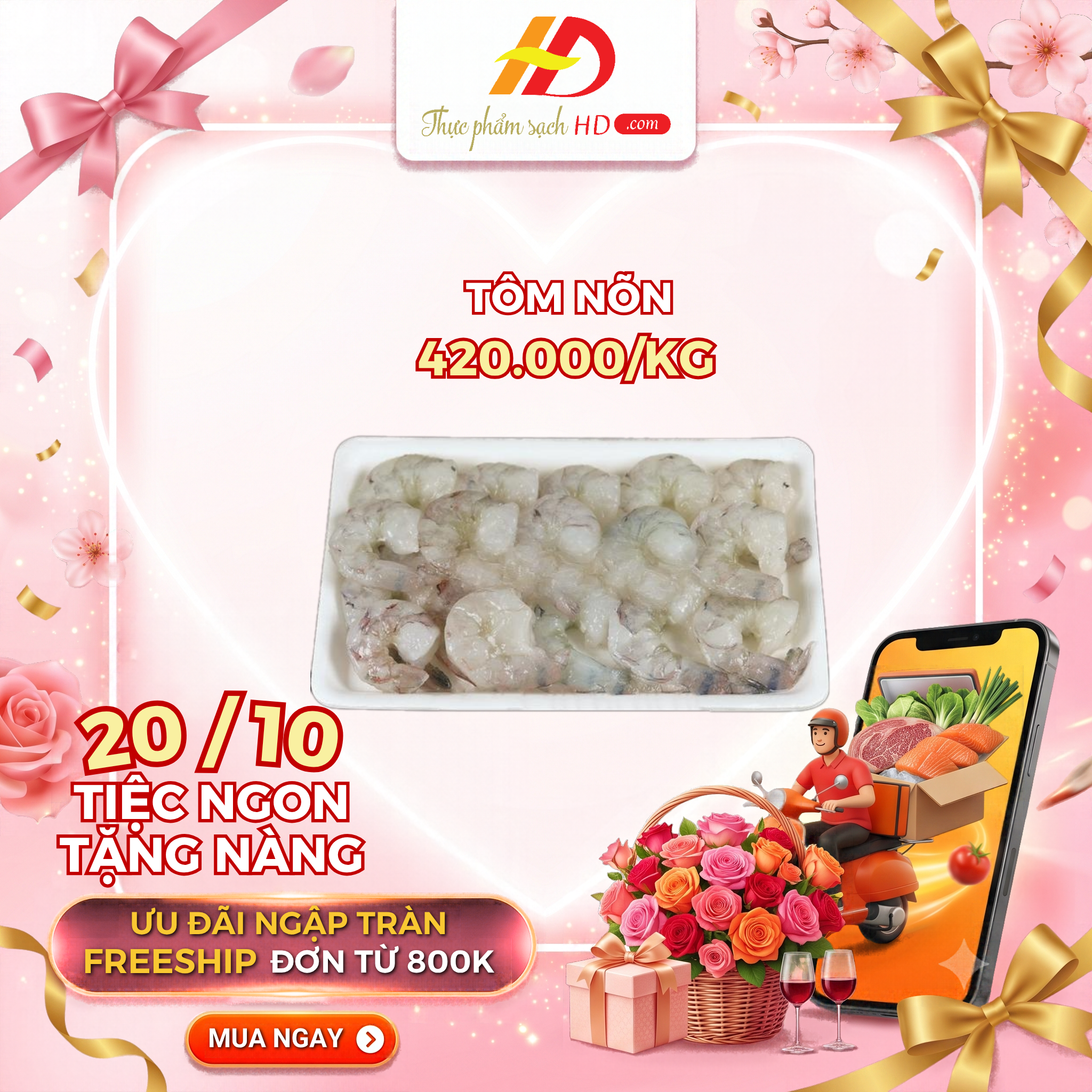 Tôm nõn tươi ngon cho món lẩu