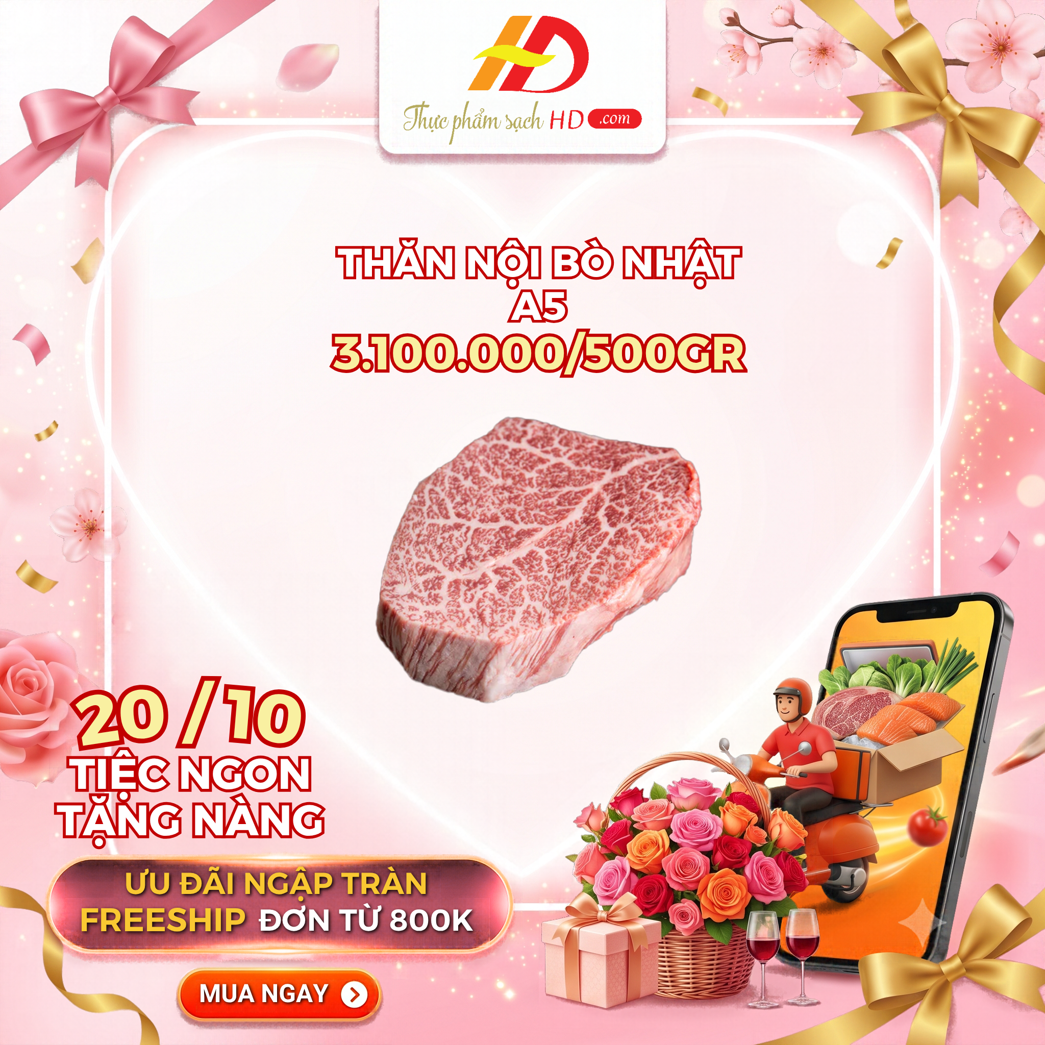 Thăn nội bò Nhật A5 khuyến mãi 20/10